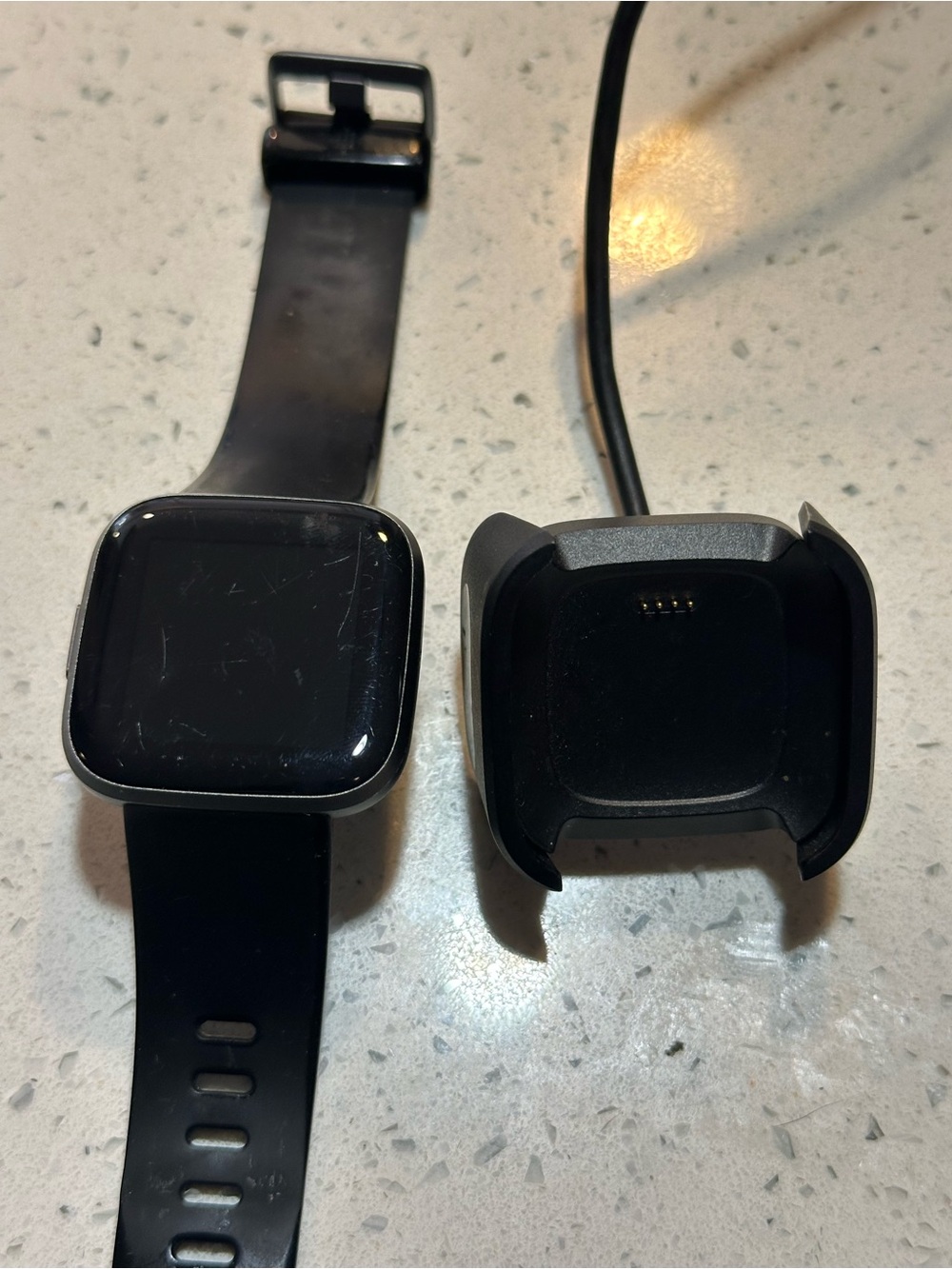 Fitbit Versa 2 Smartwatch – Black with charger, EUC